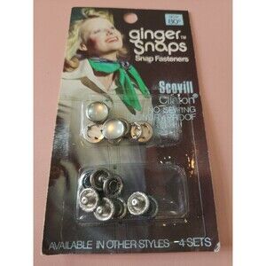 Vintage Ginger Snaps Snap Fasteners Scovill Clinton No Sewing Laundry Proof